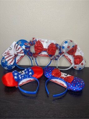 NEW Set of 5 Disney 4th of July/USA Minnie Mouse Ears Headband